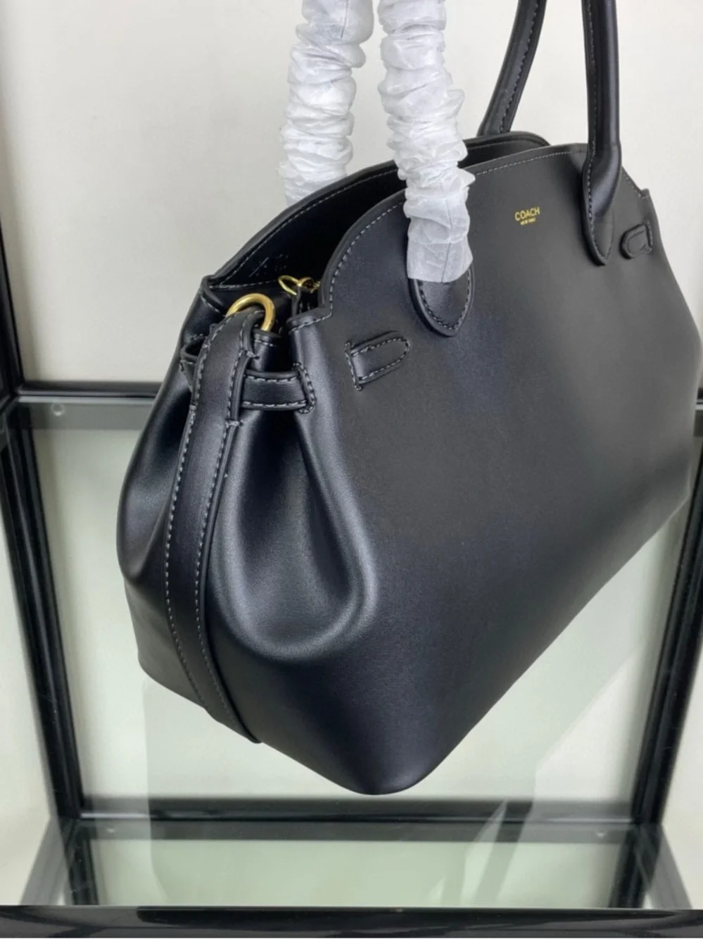 Coach Black Leather Satchel with Gold Hardware - Picture 4 of 7